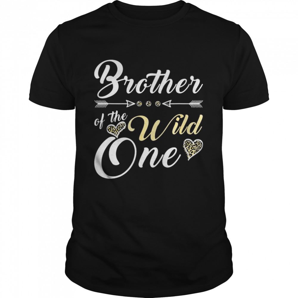 Awesome Brother Of The Wild One 1st Birthday Leopard Heart Brother Shirt 