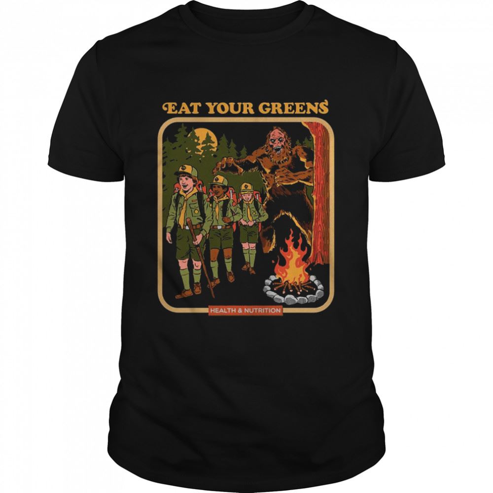 Special Eat Your Greens Scout Boys Bigfoot Funny Vintage Kids Art Shirt 