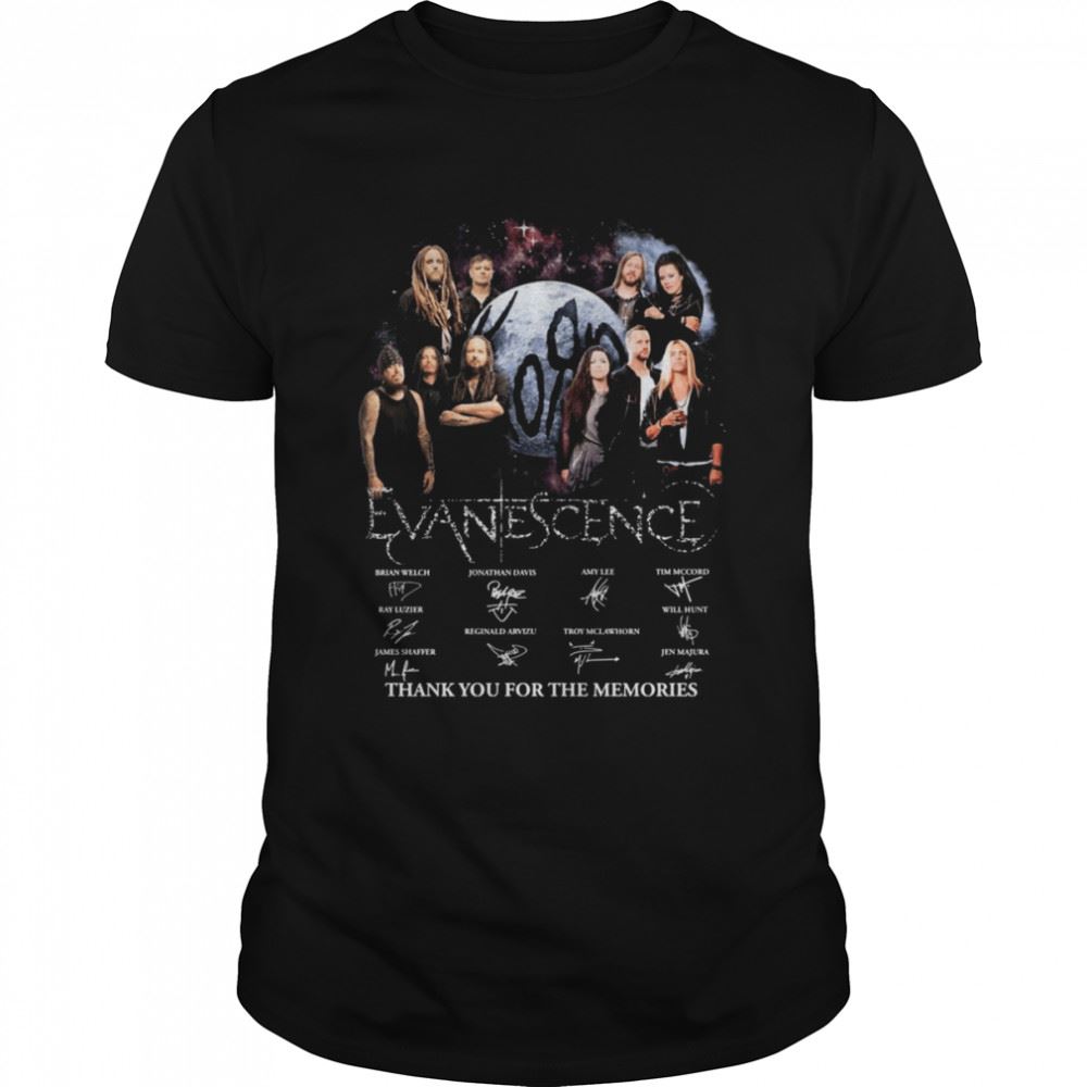 Amazing Korn And Evanescence Signatures Thank You For The Memories Shirt 