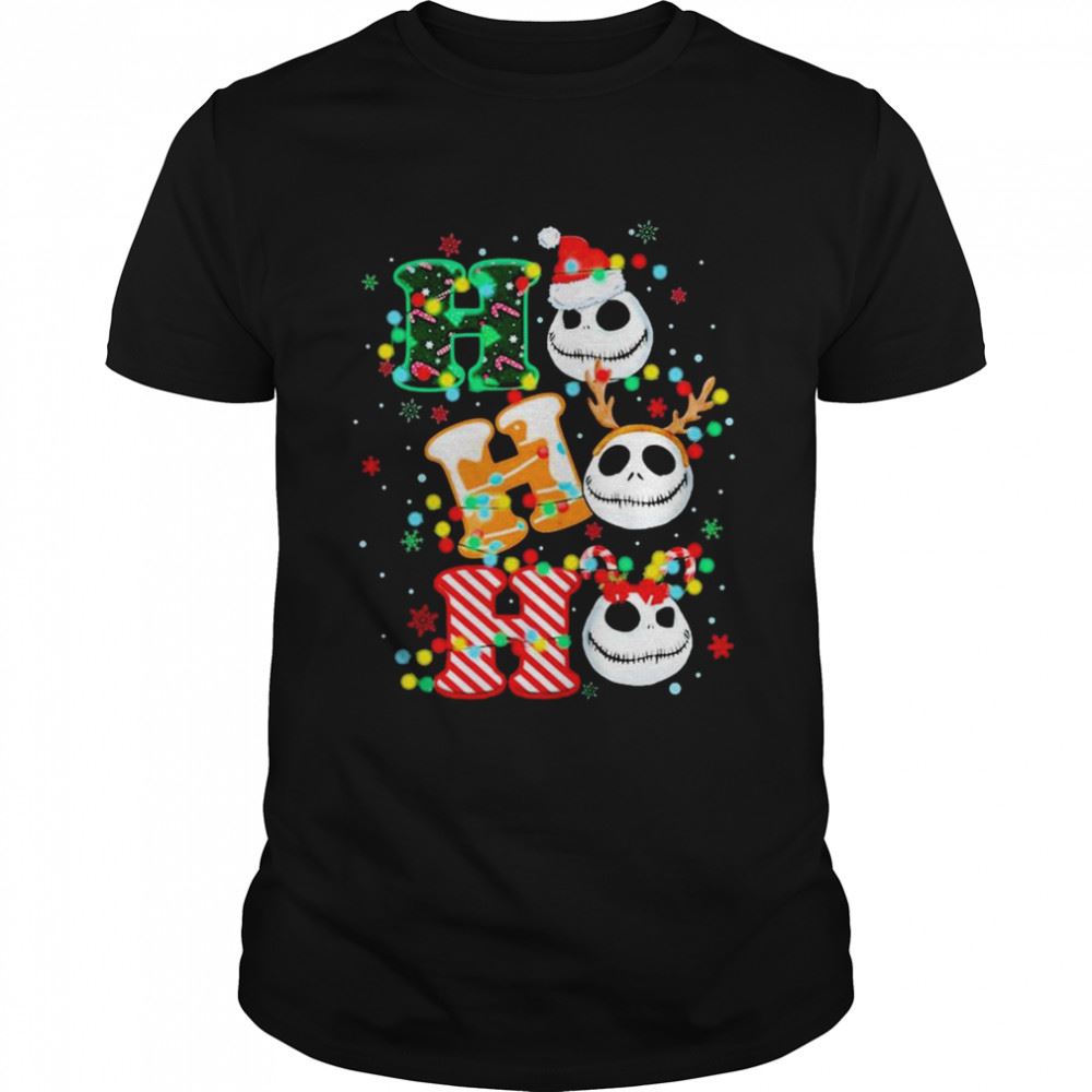 Best Nightmare Before Christmas Santa Jack Skellington Ho Ho Ho Light Shirt 