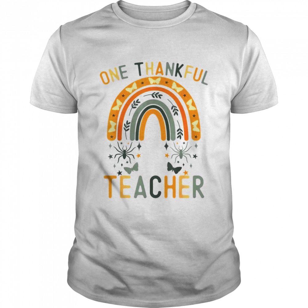 Best One Thankful Teacher Thanksgiving Rainbow Turkey Teacher T-shirt 
