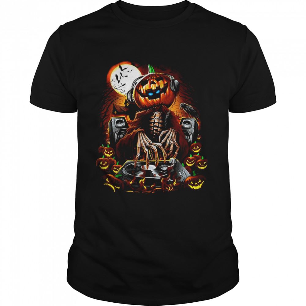 Happy The Dead Dj Funny Halloween Pumpkin Head Shirt 