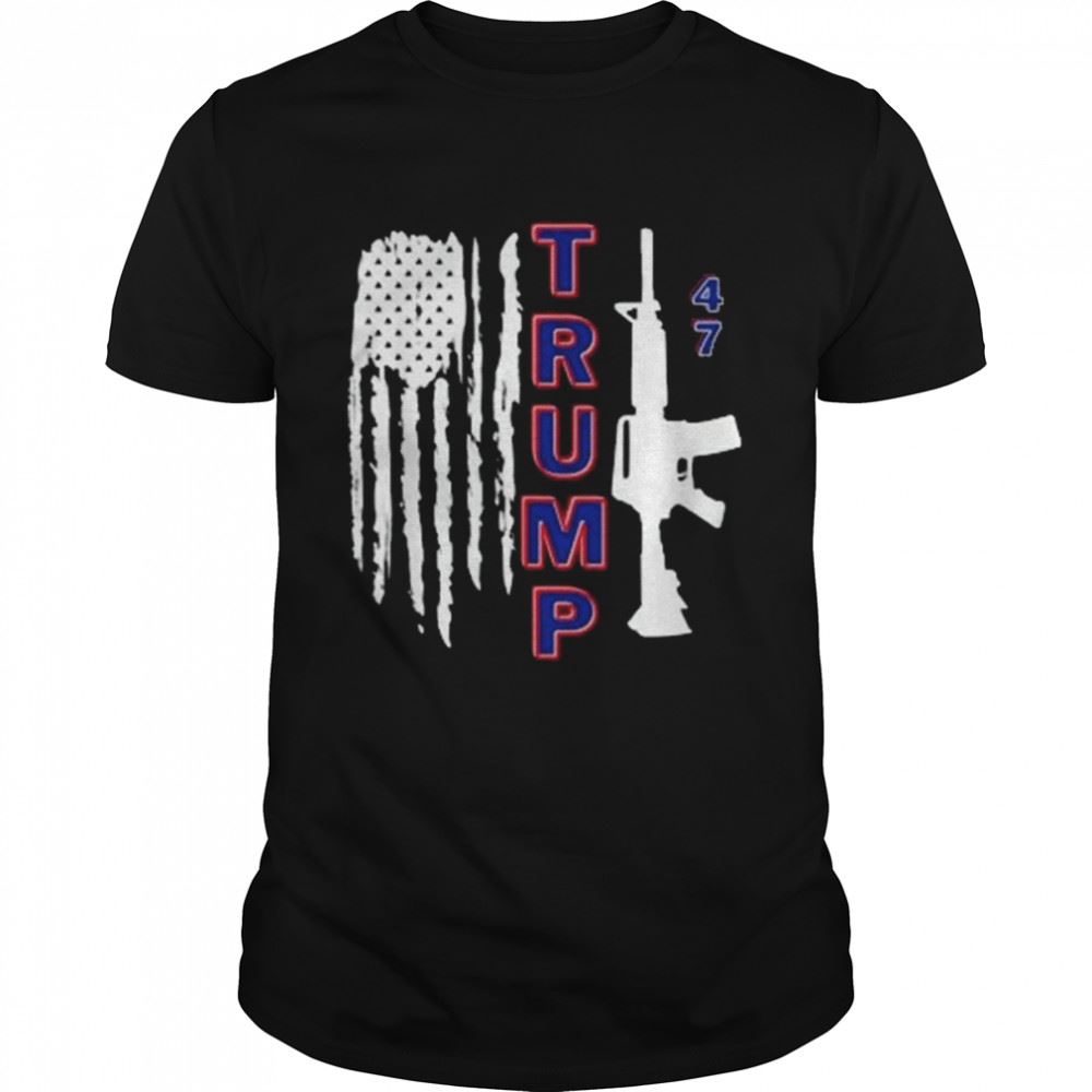 Attractive Trump 2024 Number 47 Gun T-shirt 