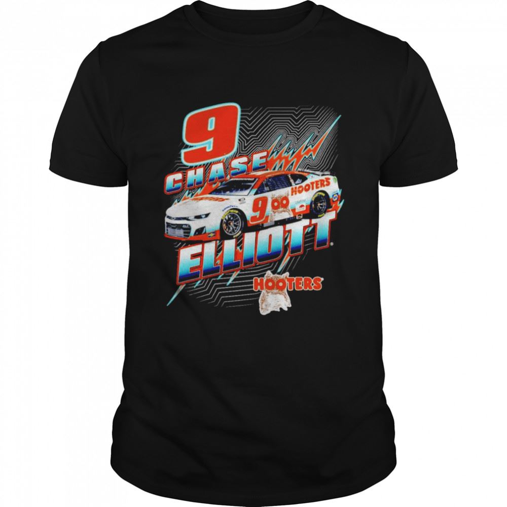 Special Chase Elliott 9 Hendrick Motorsports Team Collection Black Hooters Shirt 