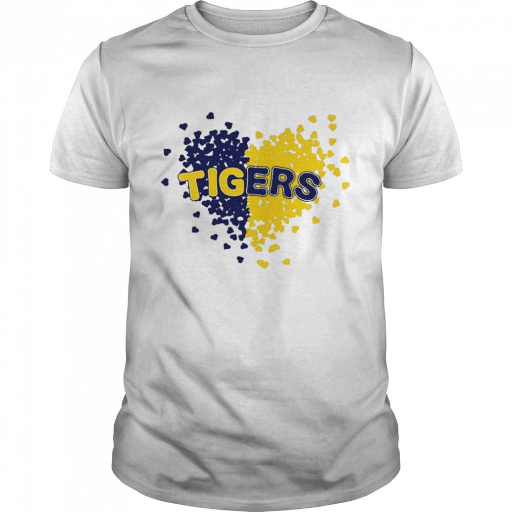 Great Detroit Lions Tigers In Gold And Navy Heart Shirt 