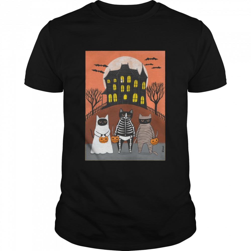 High Quality Halloween Trick Or Treat Cats Shirt 