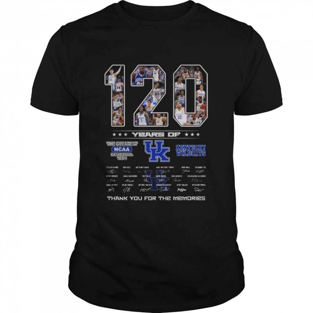 Great Kentucky Wildcats 120 Years Of The Greats Ncaa Basketball Team Thank You For The Memories Signatures Shirt 