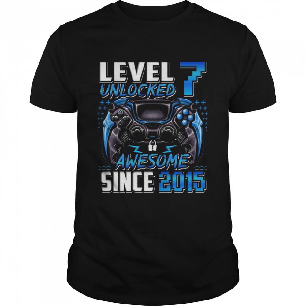 Great Level 7 Unlocked Awesome Since 2015 7th Birthday Gaming Shirt 