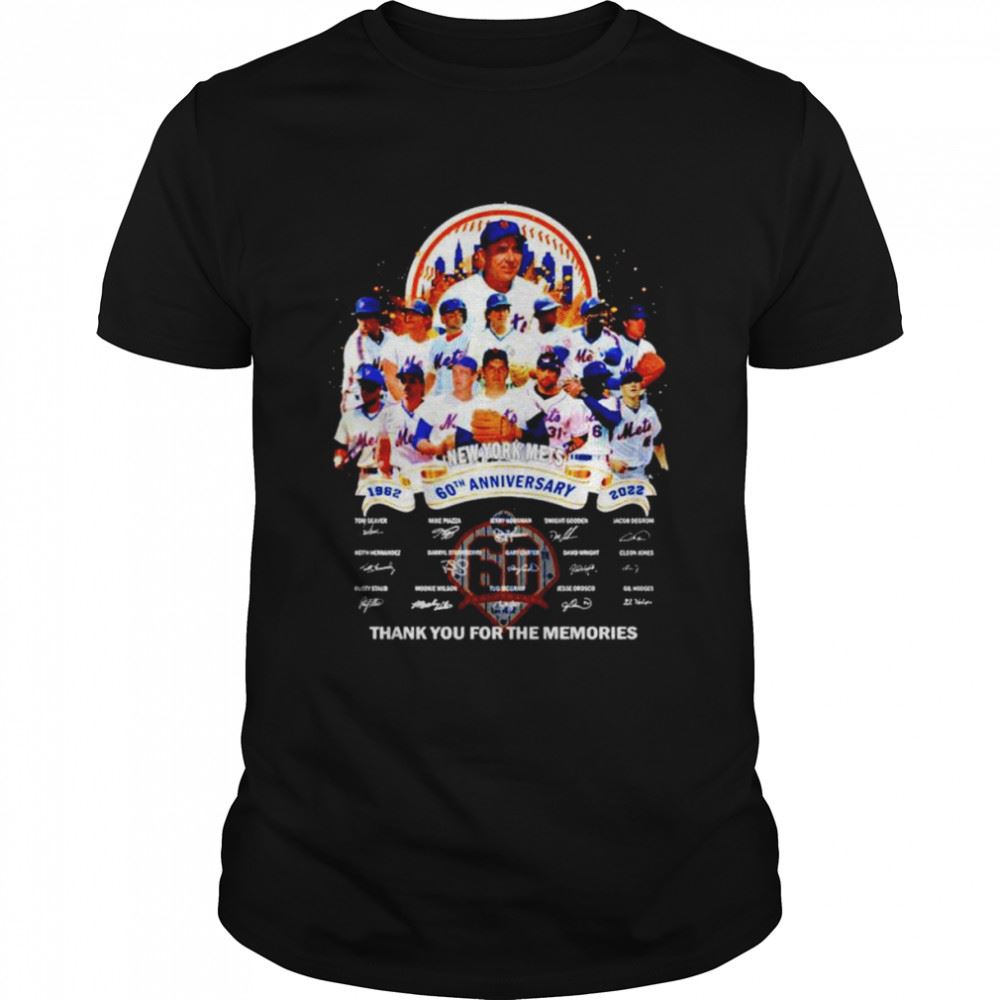 Awesome New York Mets 60th Anniversary 1962 2022 Thank You For The Memories Signatures Unisex T-shirt 