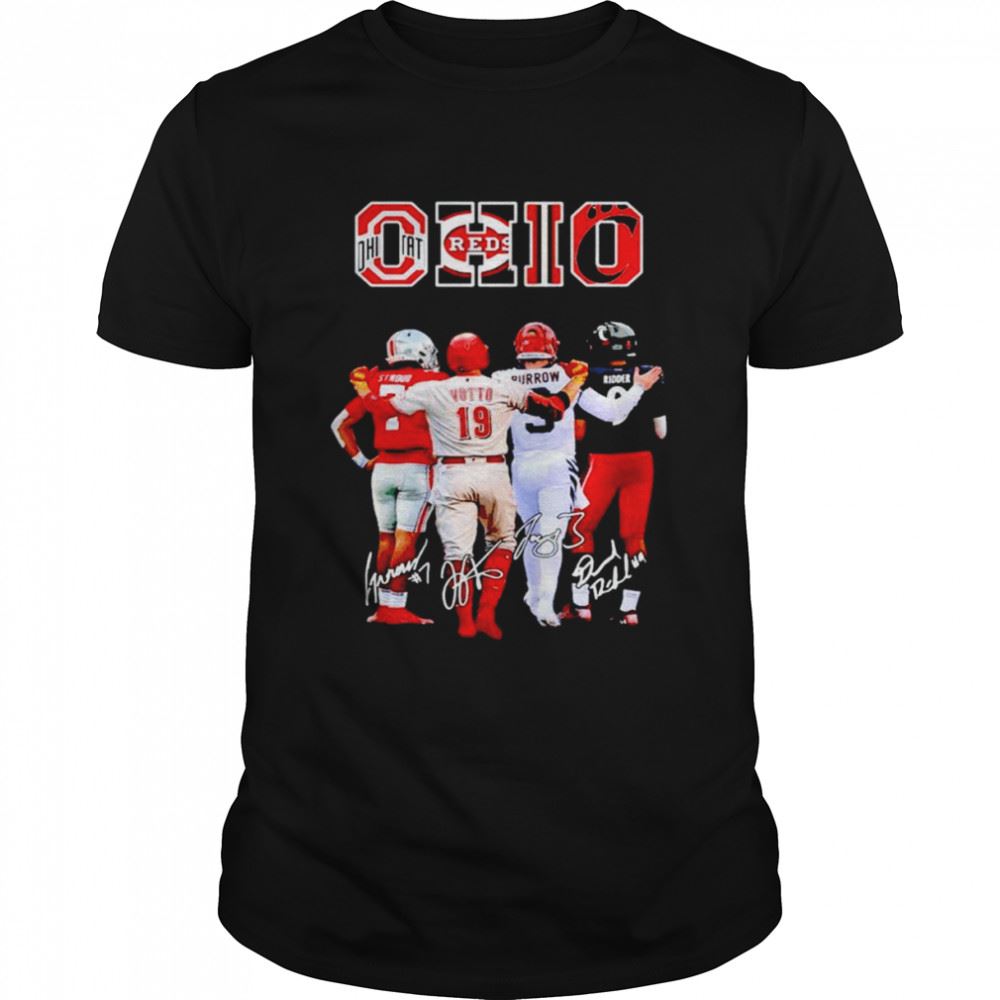 Promotions Ohio Sports Teams Stroud Votto Burrow Ridder Signatures Shirt 