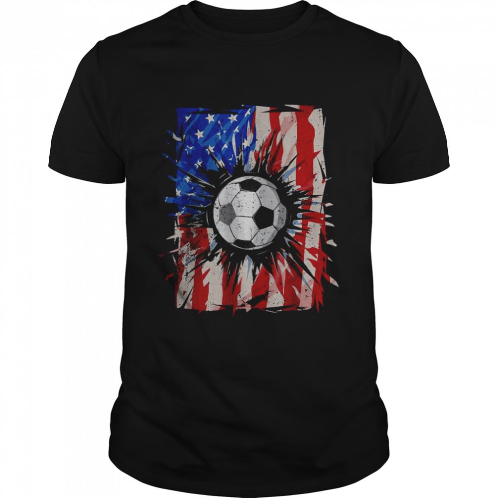 Limited Editon Vintage Soccer 4th Of July Men Usa American Flag Boys T-shirt 