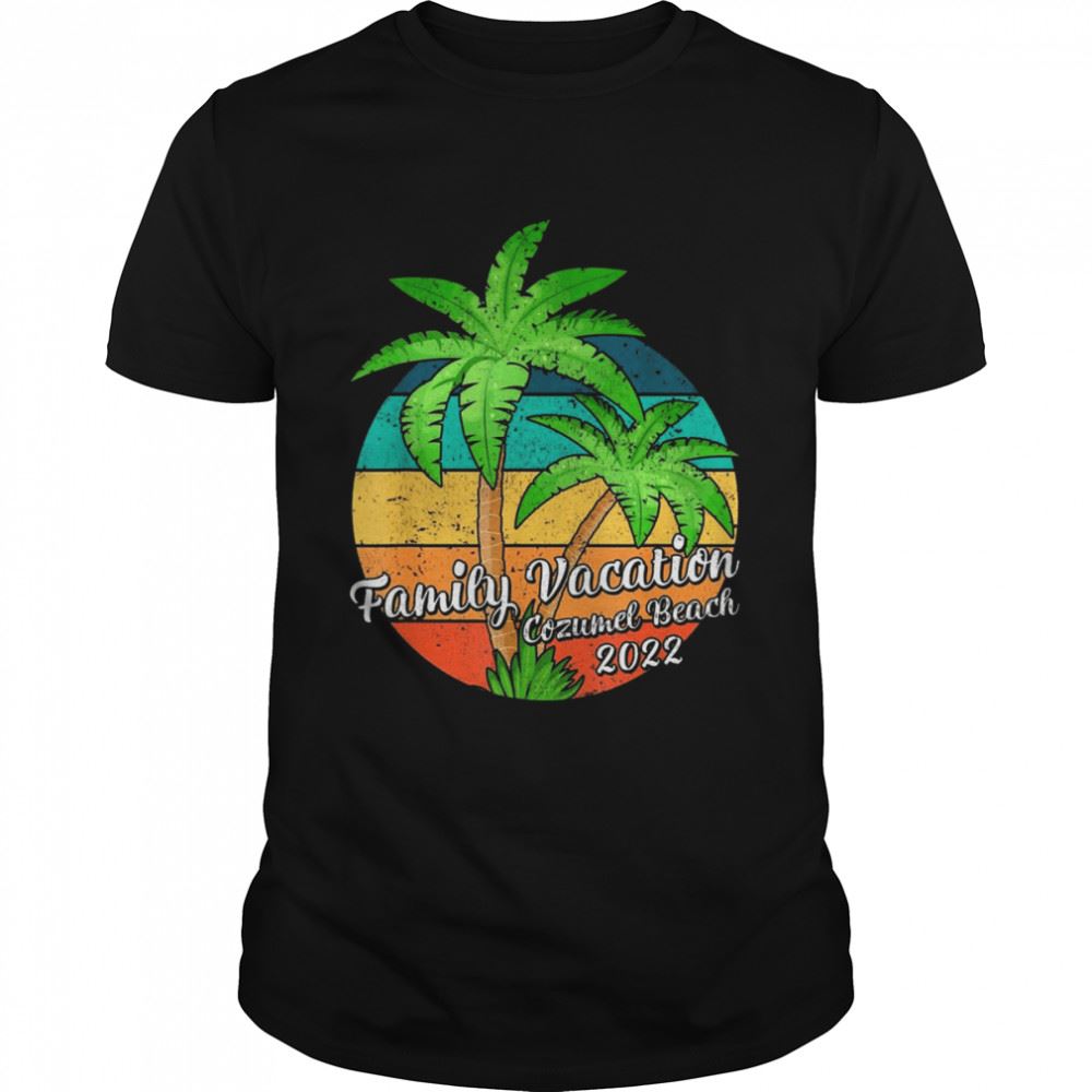 Awesome Vintage Sunset Palm Tree Family Vacation 2022 Cozumel Beach Shirt 