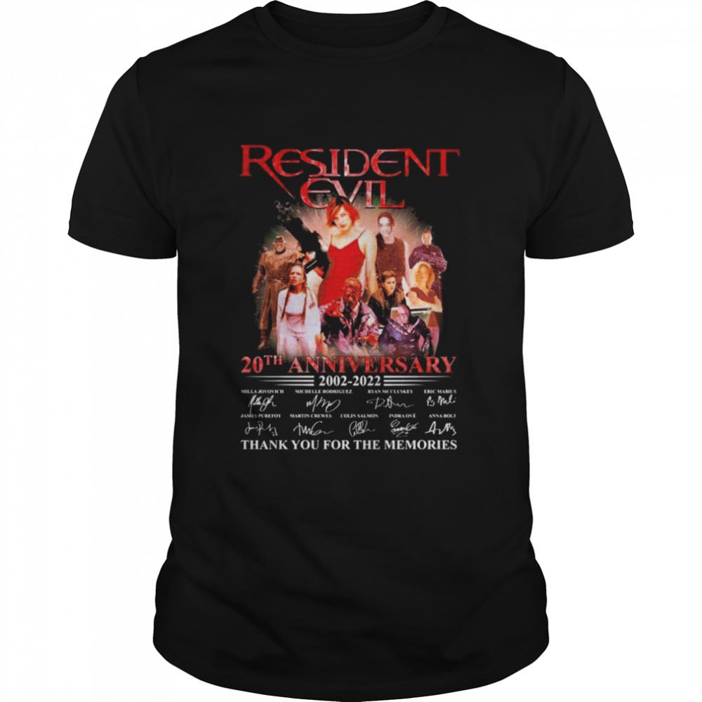 Amazing Resident Evil 20th Anniversary 2002-2022 Thank You For The Memories Signatures Shirt 