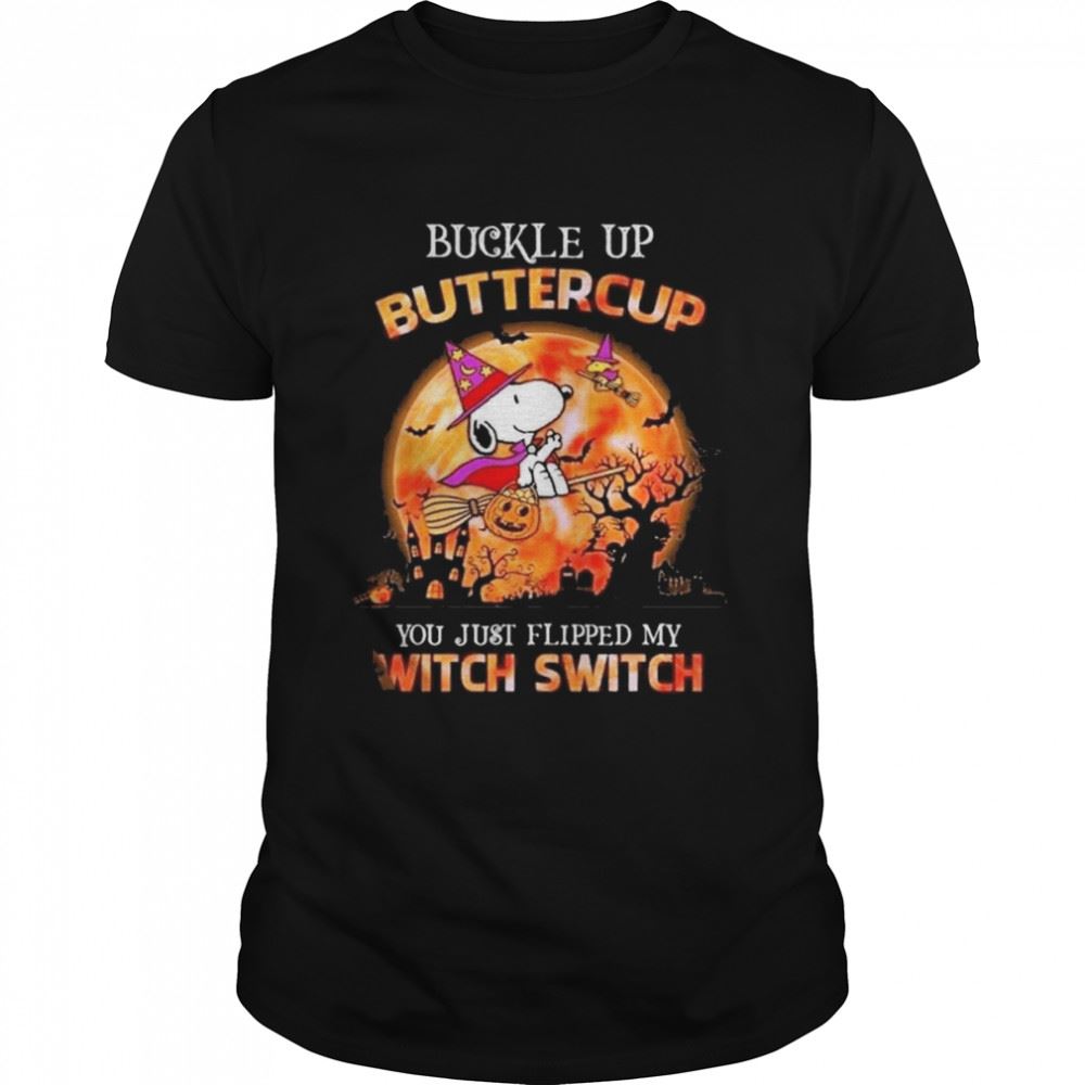 Amazing Snoopy Witch Buckle Up Buttercup Snoopy Dog Halloween Pumpkins T-shirt 