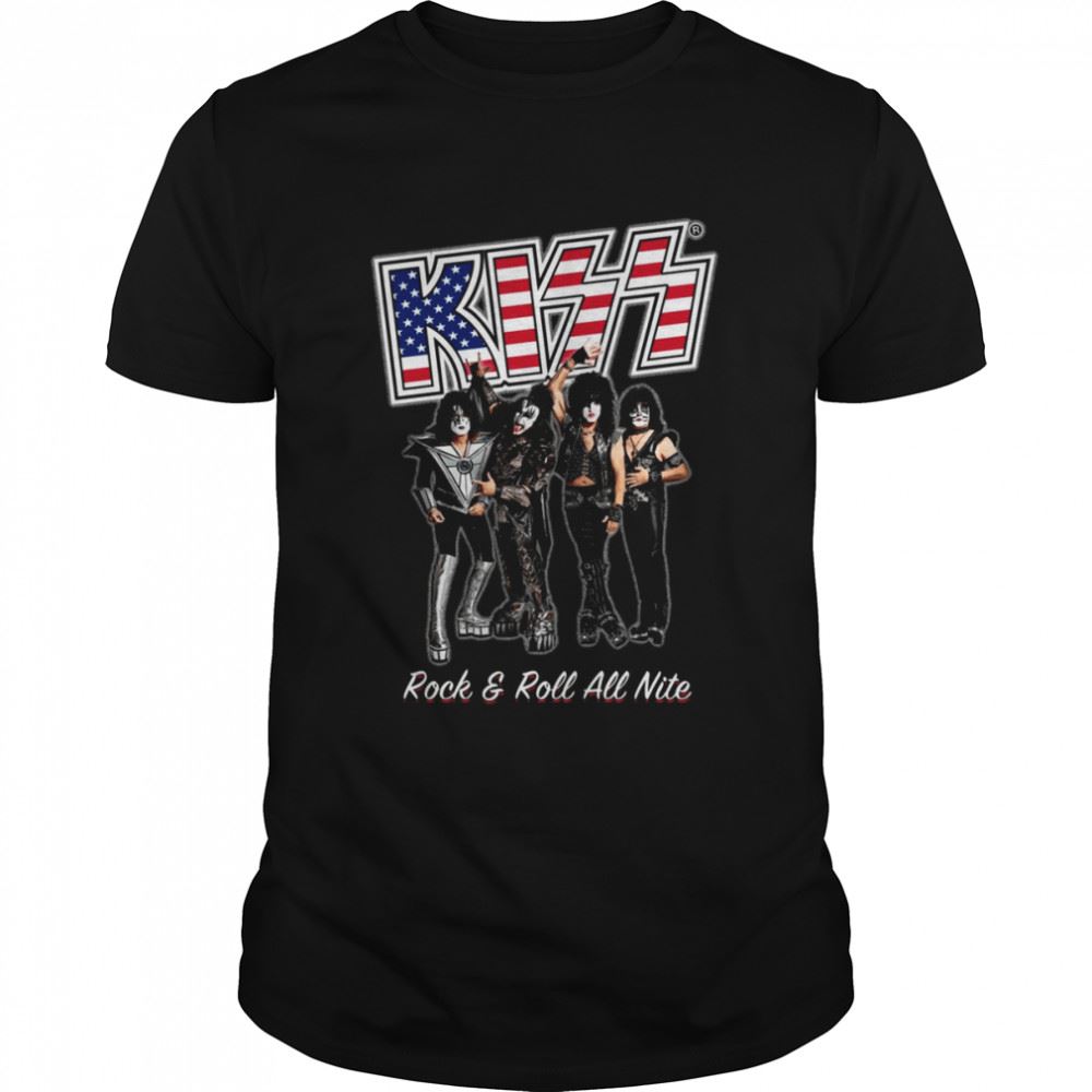 Gifts Us Flag Kiss Band Logo Rock And Roll All Night Shirt 