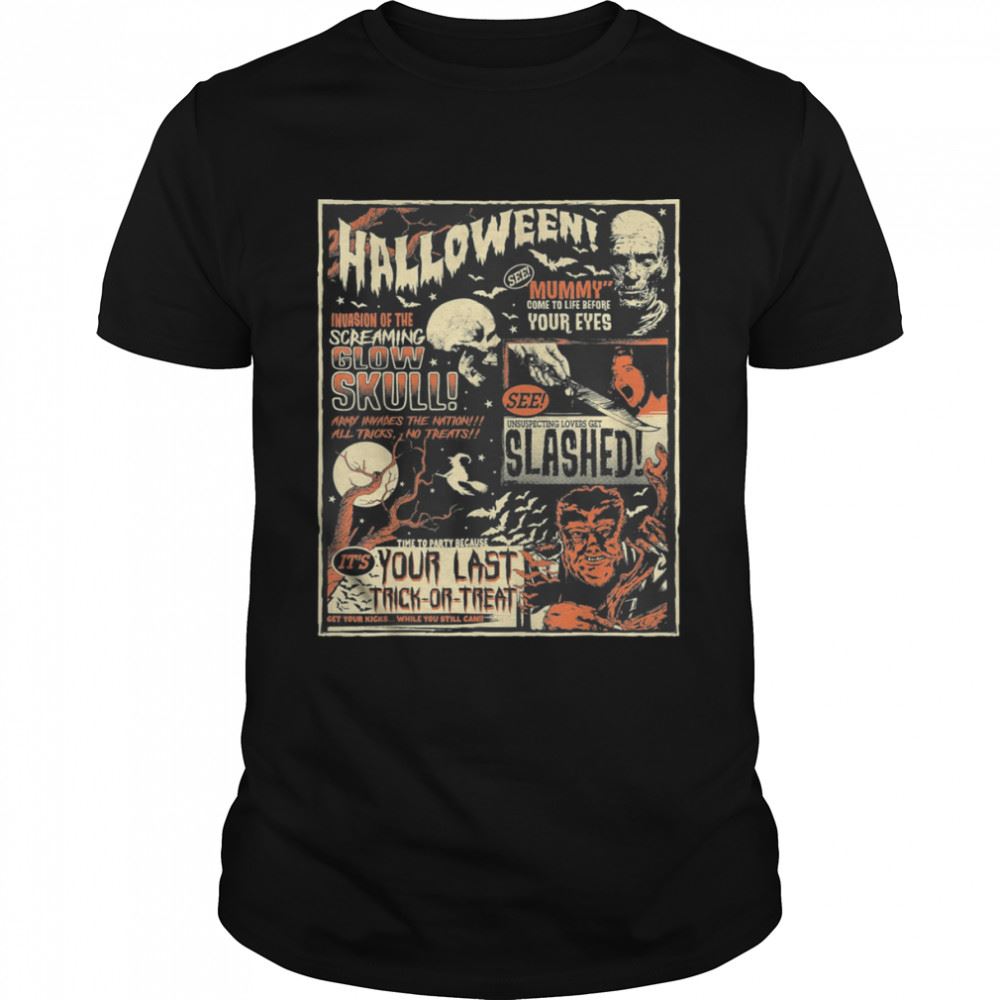 Interesting Vintage Horror Movie Poster Terror Old Time Halloween Shirt 