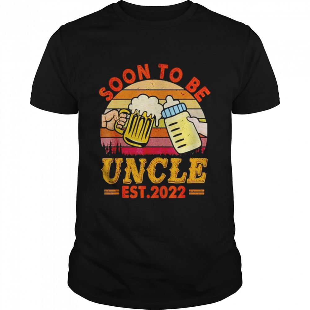 Interesting Vintage Retro Soon To Be Uncle Est 2022 Drinking Beer Shirt 