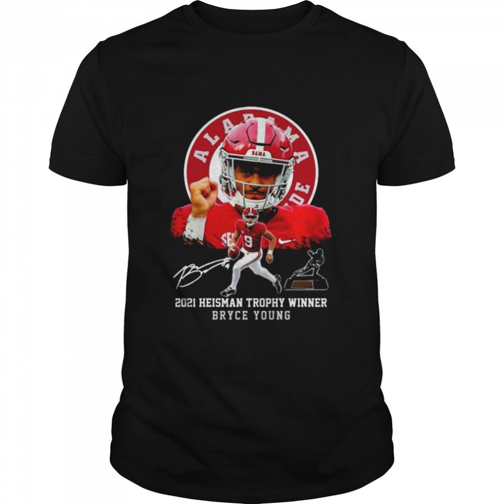 Awesome Alabama Crimson Tide 2021 Heisman Trophy Winner Bryce Young Signatures Shirt 