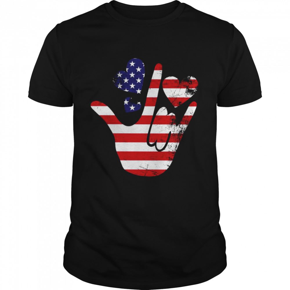 Promotions American Flag I Love Sign Language Valentines Vintage Shirt 