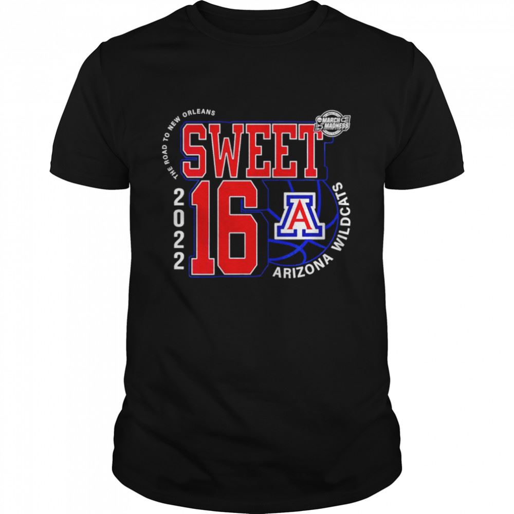 Limited Editon Arizona Wildcats Sweet 16 Ncaa Mens Basketball 2022 Vitt Shirt 