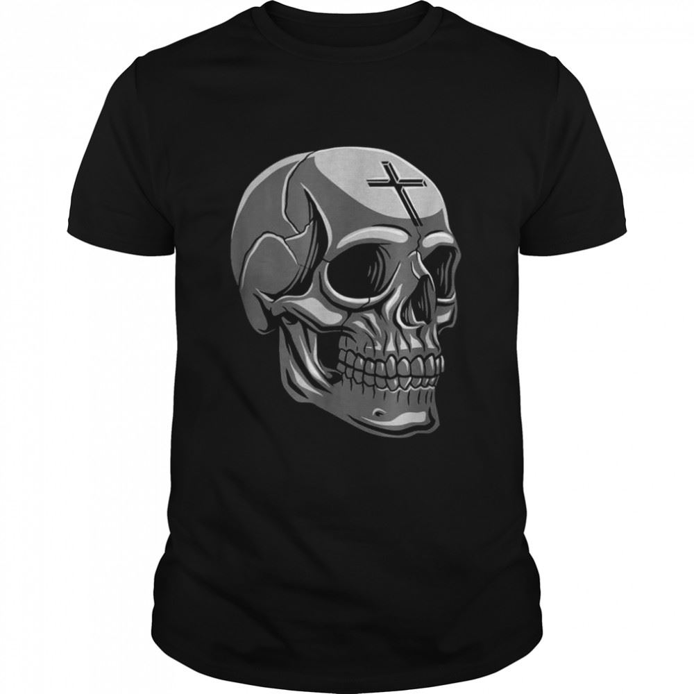 Promotions Goth Skull Holy Cross Memento Mori Death Heavy Metal Occult Shirt 