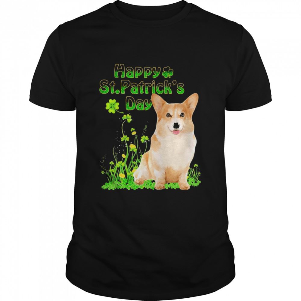 Limited Editon Happy St Patricks Day Patrick Gold Grass Corgi Dog Shirt 
