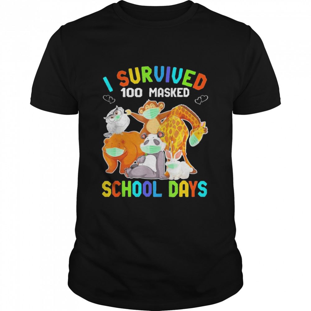 High Quality I Survived 100 Masked School Days Wild Animal Characters Shirt 
