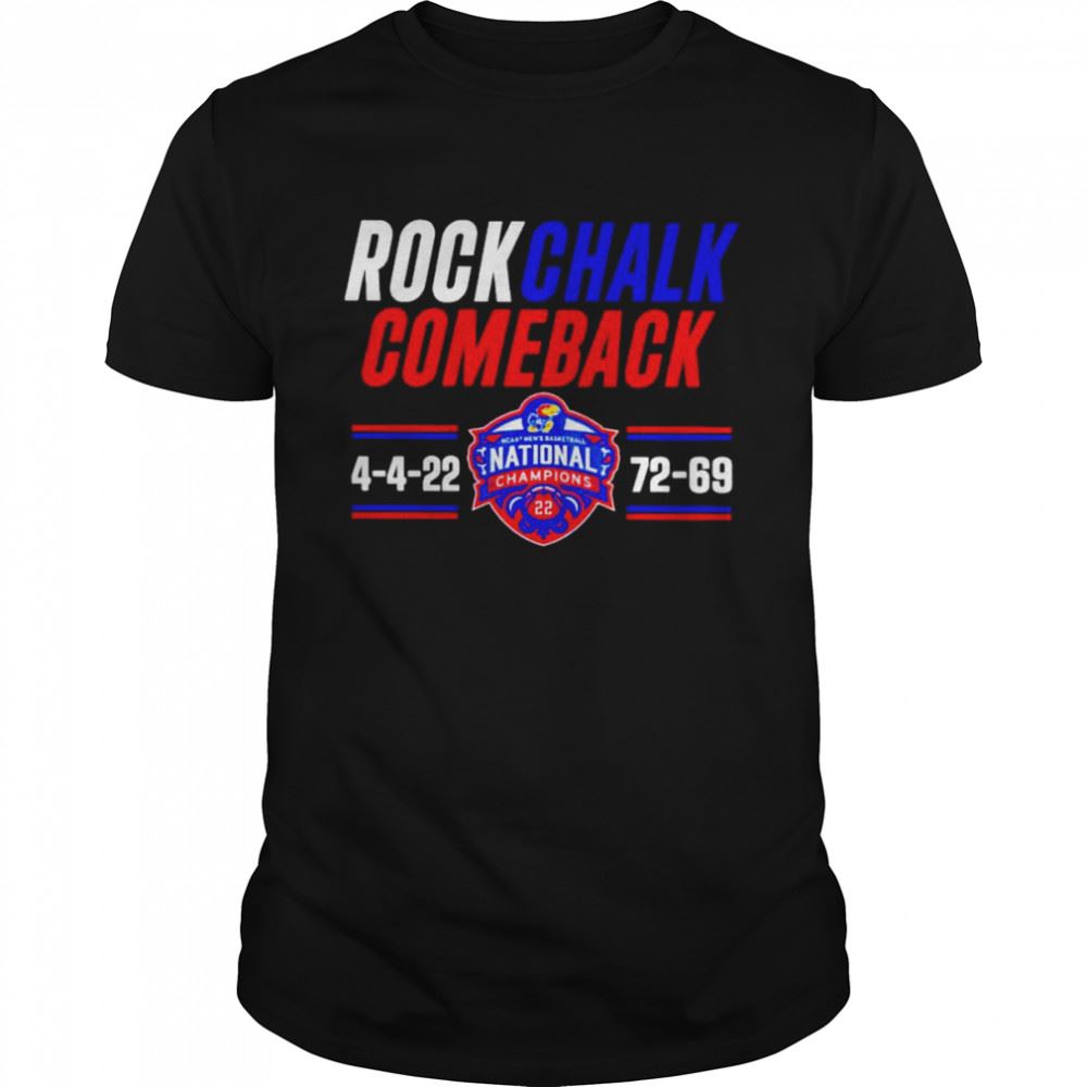 High Quality Kansas Jayhawks Rock Chalk Comeback Score Shirt 