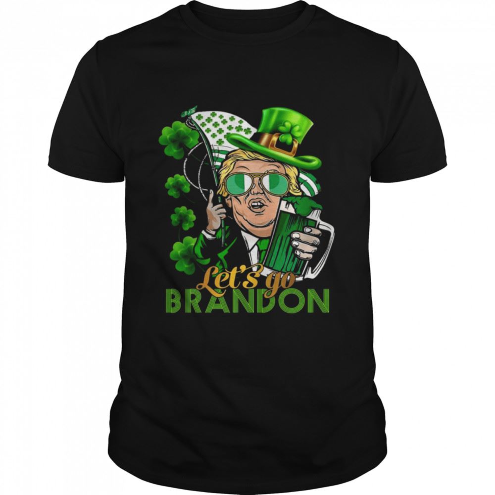 Amazing Lets Go Brandon St Patricks Day Trump American Flag Shamrock Shirt 