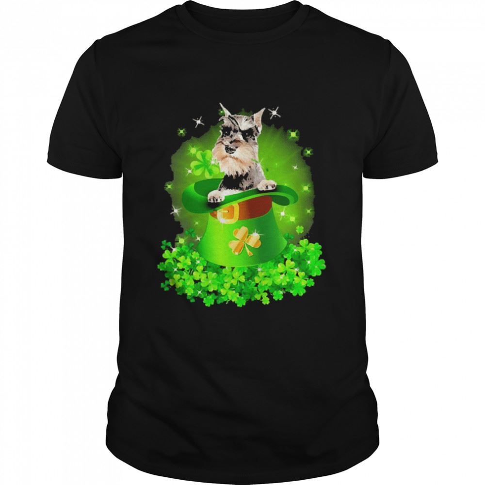 Promotions St Patricks Day Shamrock Lucky Hat Grey Miniature Schnauzer Dogs Shirt 