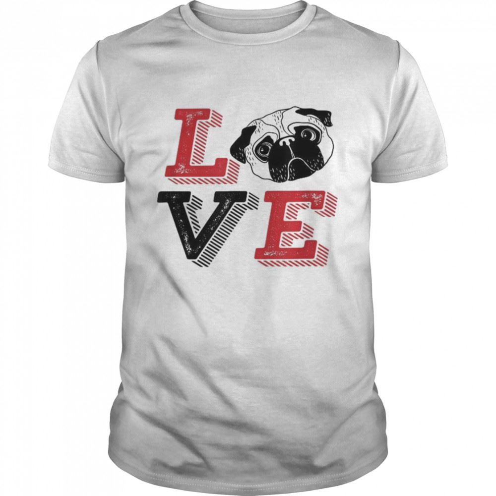 Promotions Vintage Retro Pug Love Cute Puppy Dog Shirt 