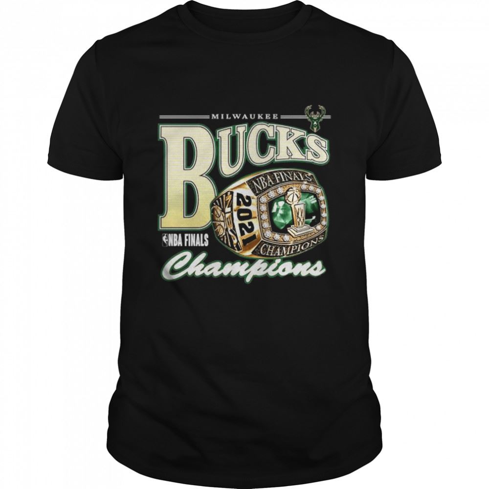 Awesome Mens Fanatics Branded Black Milwaukee Bucks 2021 Nba Finals Champions Big Tall Ring Bling T-shirt 