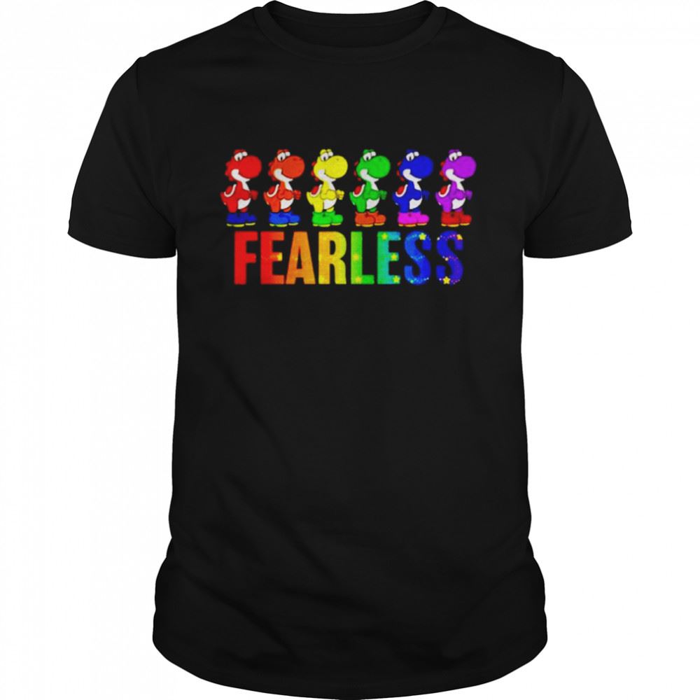 Great Nintendo Yoshi Fearless Rainbow Lineup Shirt 