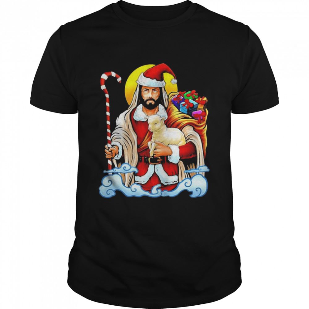High Quality Santa Jesus Christmas Christian Nativity Holiday Xmas T-shirt 