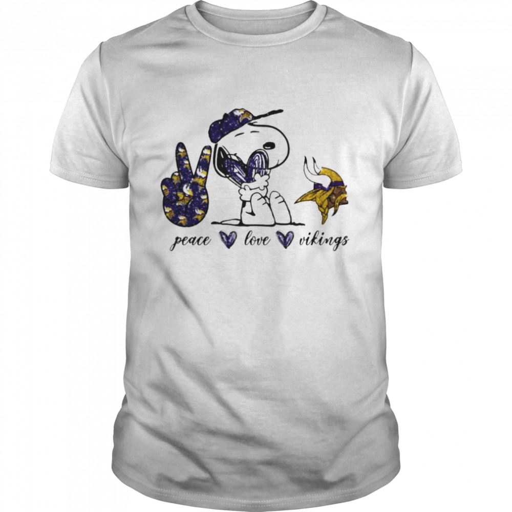 Happy Snoopy Peace Love Minnesota Vikings Shirt 