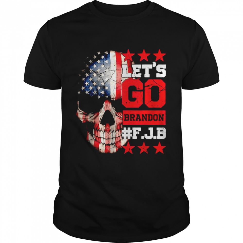 Gifts Lets Go Brandon Tee Conservative Anti Liberal Us Skull Flag T-shirt 