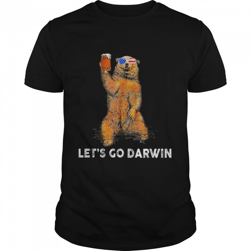 Special Lets Go Darwin Bear Drinking Beer Usa Flag Vintage Shirt 