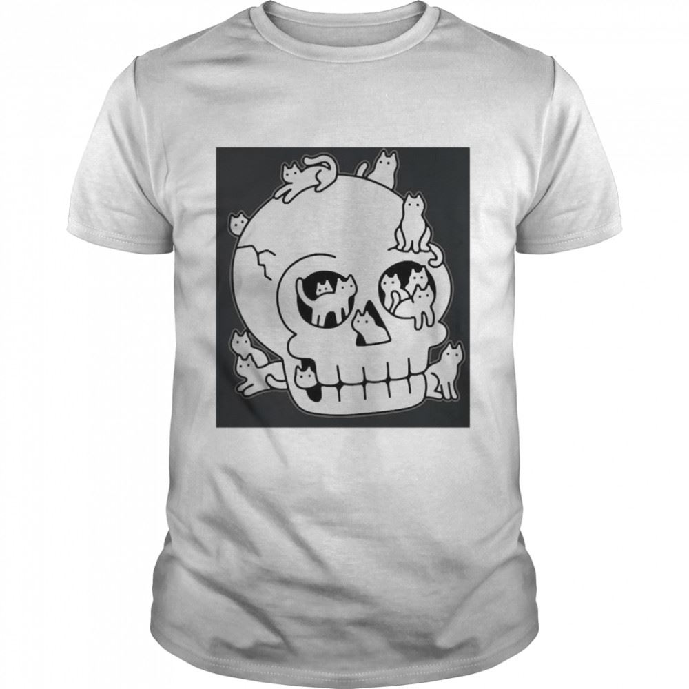 Amazing Lladnek Skull Is Full Of Cats Wash Doodle Shirt 