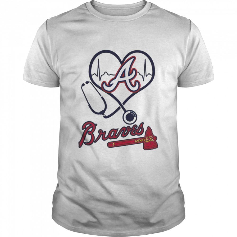 Attractive Nurse Love Atlanta Braves Heartbeat Shirt 