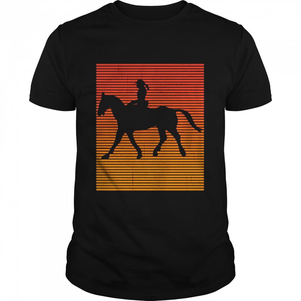 Gifts Retro Sunset Horse Rider Equestrian Horseman Shirt 