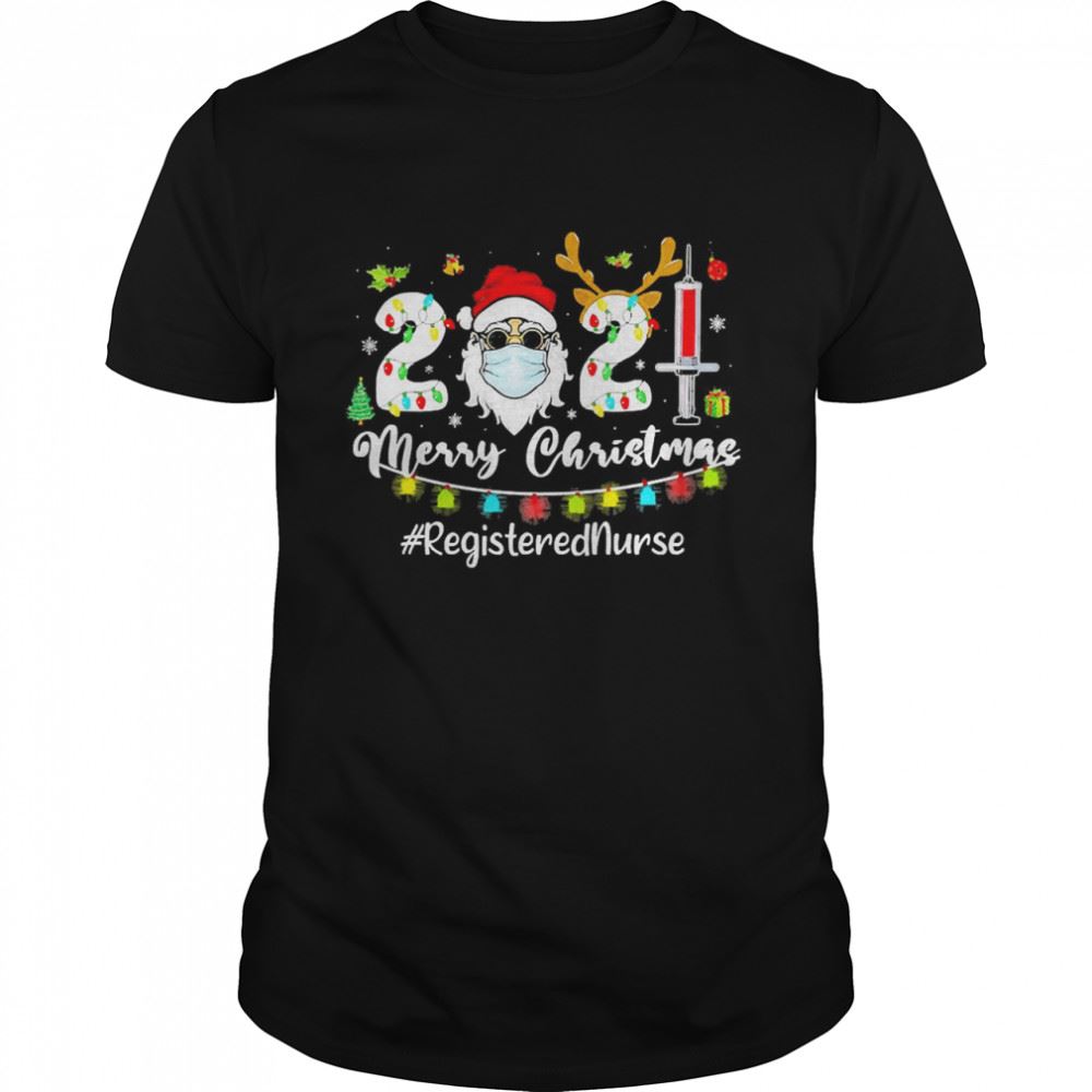 Promotions Santa Claus Face Mask 2021 Merry Christmas Registered Nurse Sweater Shirt 