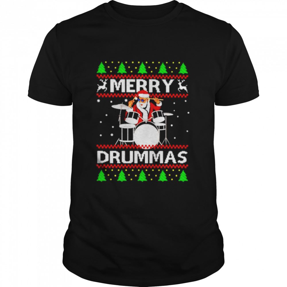 Amazing Santa Playing Drum Merry Drummas Shirt 