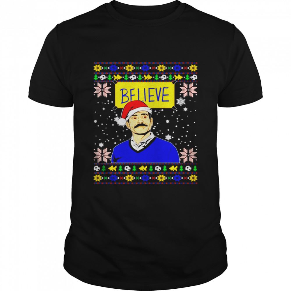 Promotions Ted Lasso Santa Believe Ugly Christmas Shirt 