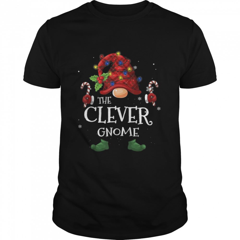High Quality The Clever Gnome Buffalo Plaid Christmas Tree Light Shirt 