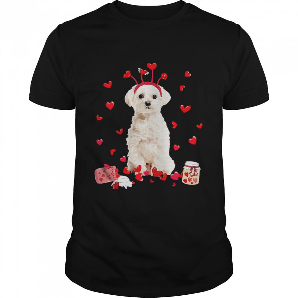 Attractive Valentines Day Sweet Headband White Maltese Dog Shirt 