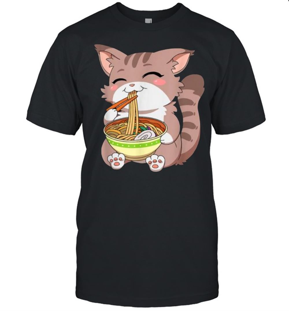 Promotions Japanese Kawaii Anime Cat Ramen Noodles T-shirt 