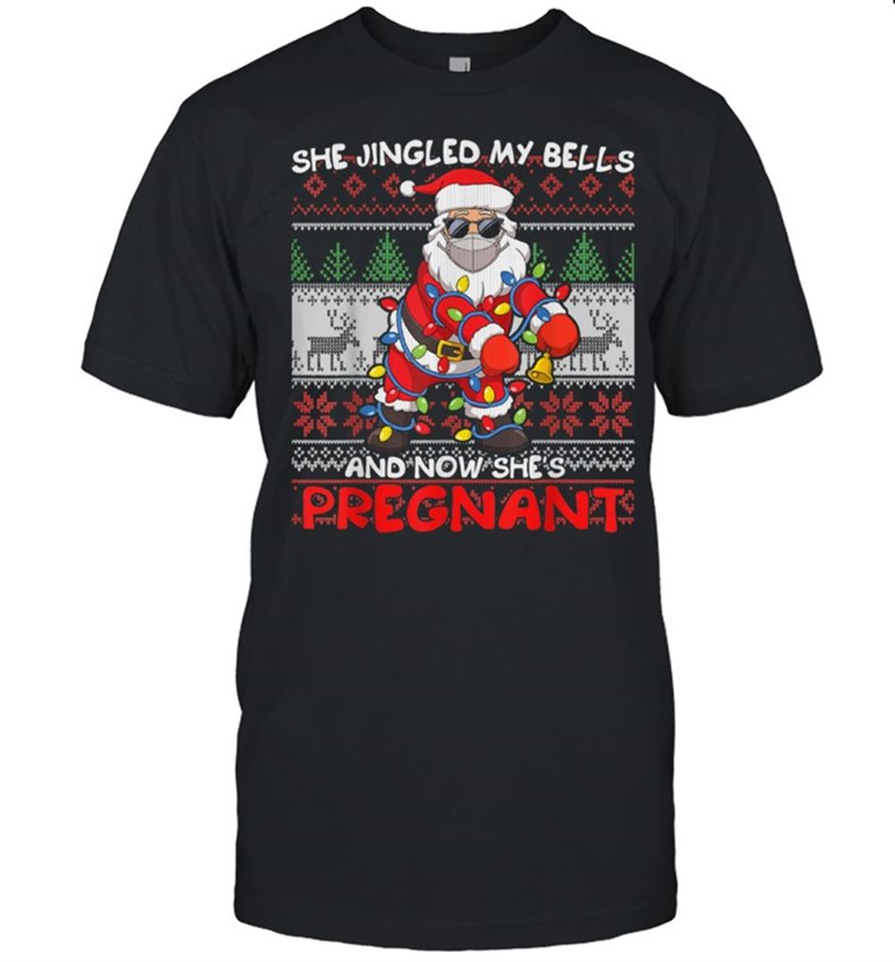 Happy Mens Santa Claus Ugly Christmas Pregnancy Announcement Shirt 