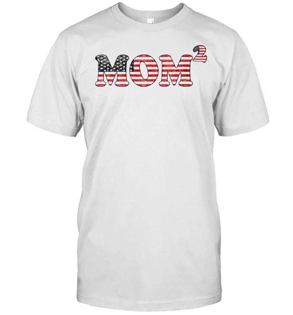 Attractive Mothers Day Mom Of 2 Two Children Patriotic Flag T-shirt 