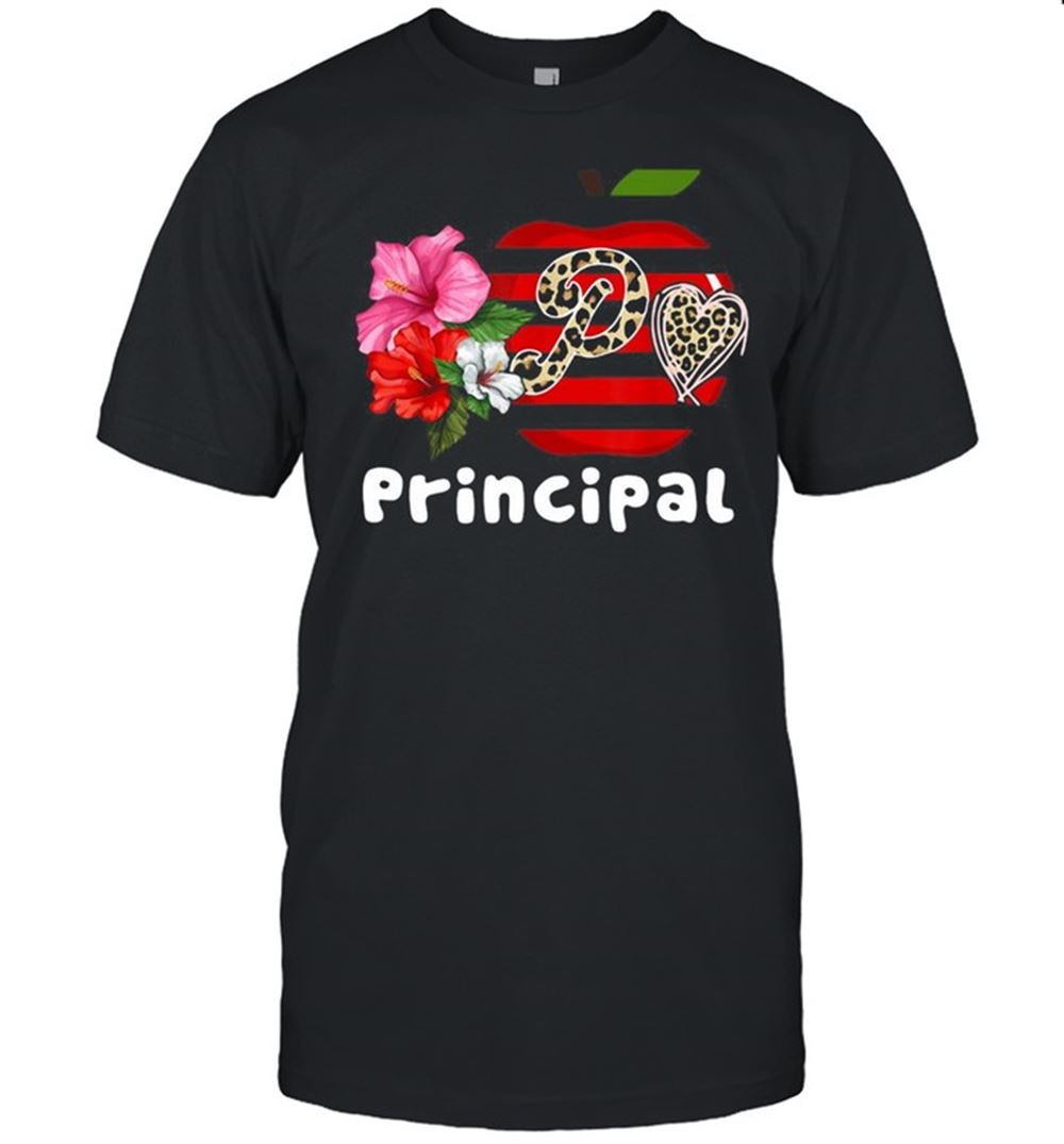 Promotions P Is For Principal Teacher Apple Floral T-shirt 