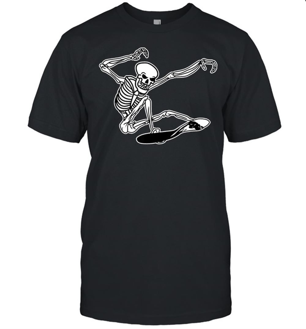 Happy Skeleton Skateboarding Skater Halloween Bones Shirt 